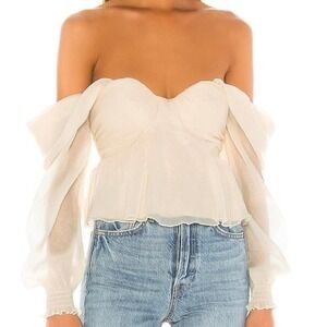 House of Harlow 1960 Cream Off-Shoulder Blouse